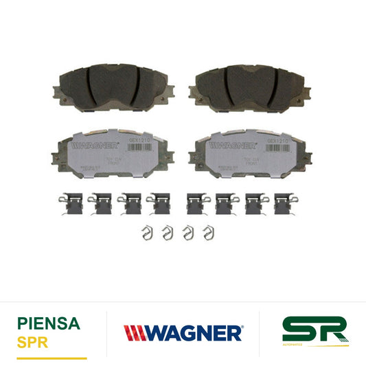 BALATA CERÁMICA DELANTERA TOYOTA COROLLA 2009-2019 / MATRIX 2009-2014 / PRIUS V 2012-2017 / RAV-4 2006-2018 / LEXUS HS250H 2010-2012 / PONTIAC VIBE 2009-2010 / SCION XB 2008-2015 / XD 2008-2014 WAGNER
