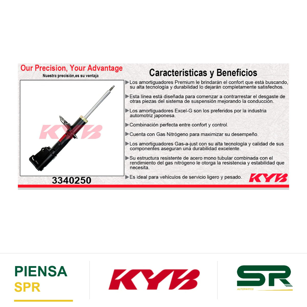 AMORTIGUADOR DELANTERO IZQUIERDO GAS EXCEL-G DODGE JOURNEY (2014-2020). KYB