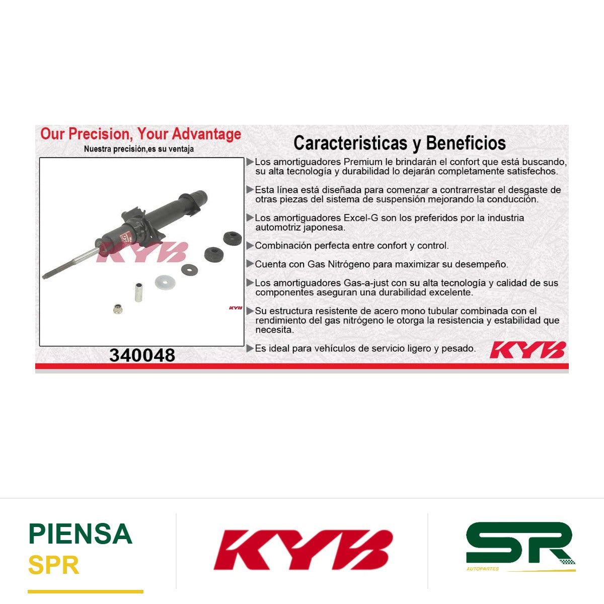 AMORTIGUADOR DELANTERO IZQUIERDO GAS EXCEL-G ACURA TSX. EXC. V6 (2009-2011) KYB