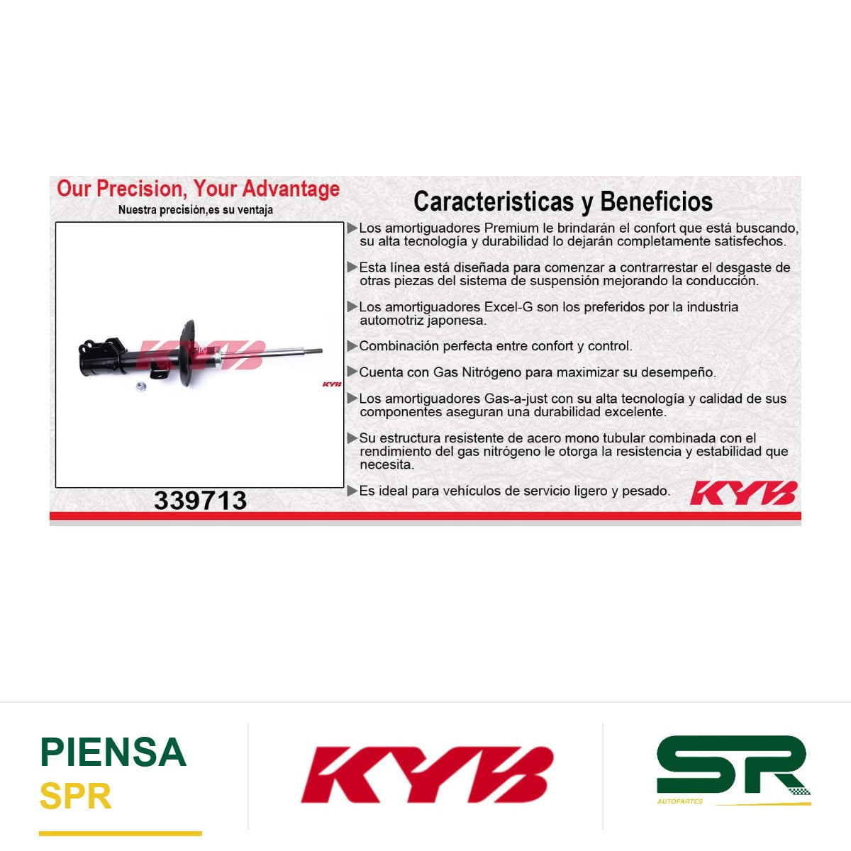 AMORTIGUADOR DELANTERO IZQUIERDO GAS EXCEL-G FIAT GRANDE PUNTO (2006-2010) - LINEA (2010-2012). KYB
