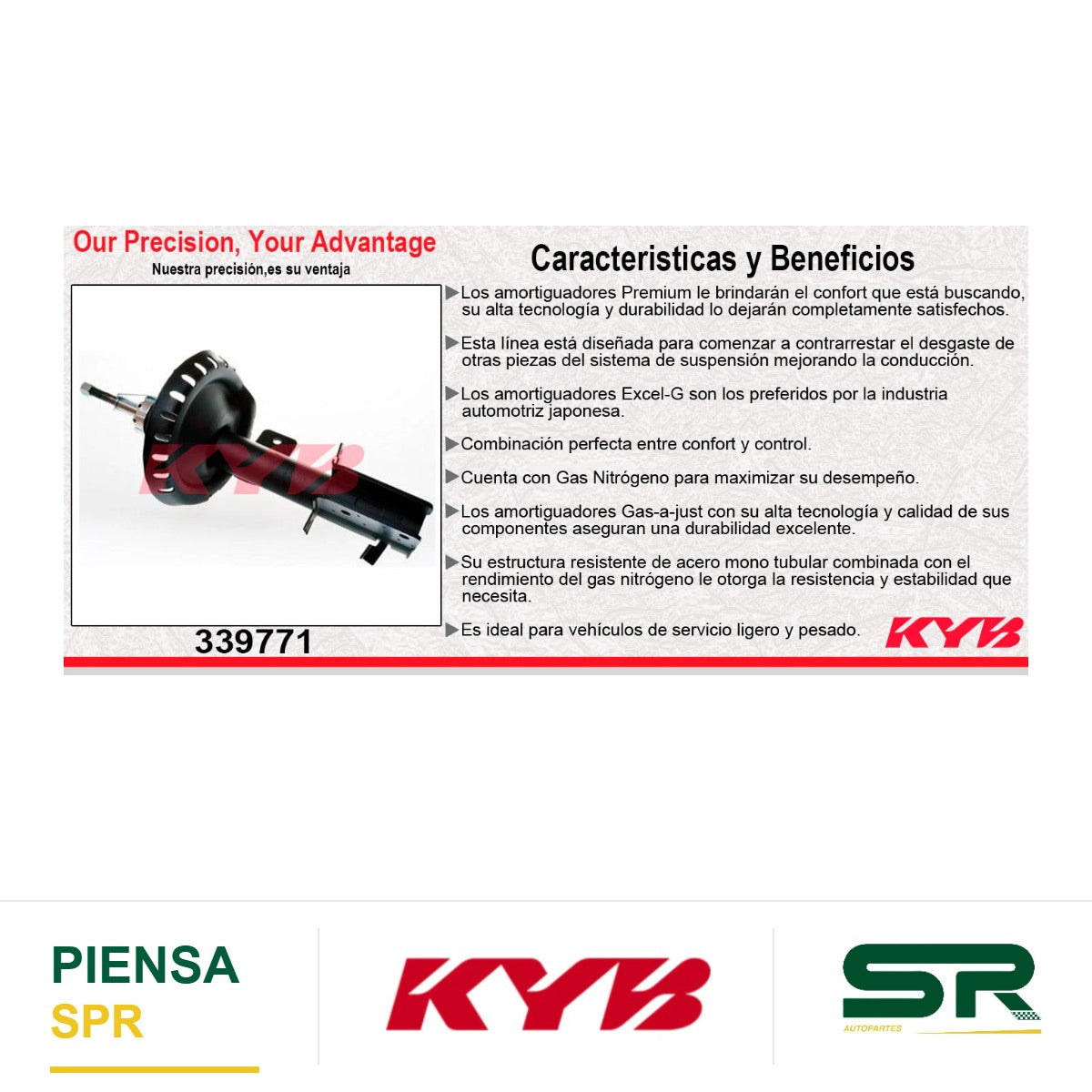 AMORTIGUADOR DELANTERO DERECHO GAS EXCEL-G PEUGEOT EXPERT VAN L4 2.0 TDI 9 PASAJEROS (2018-2020). KYB