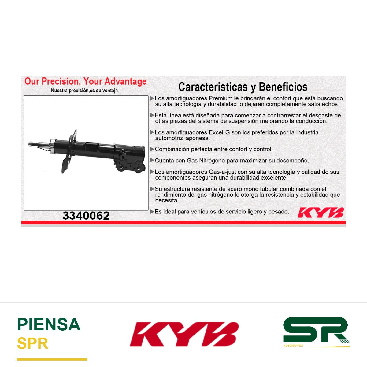 AMORTIGUADOR DELANTERO IZQUIERDO GAS EXCEL-G KIA FORTE LX, EX, SX (2016-2018). KYB