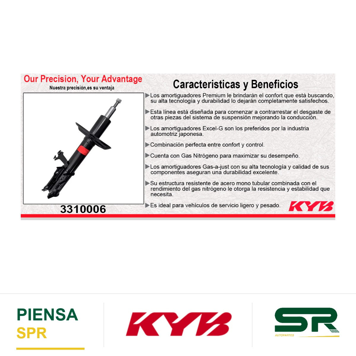 AMORTIGUADOR DELANTERO DERECHO GAS EXCEL-G TOYOTA HIACE (2020-2024). KYB