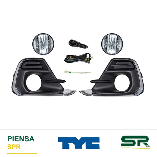 FARO DE NIEBLA LÍNEA NUEVA CROMADA JUEGO CHEVROLET SPARK 2016-2018 C / PARRILLA C / FILO TYC