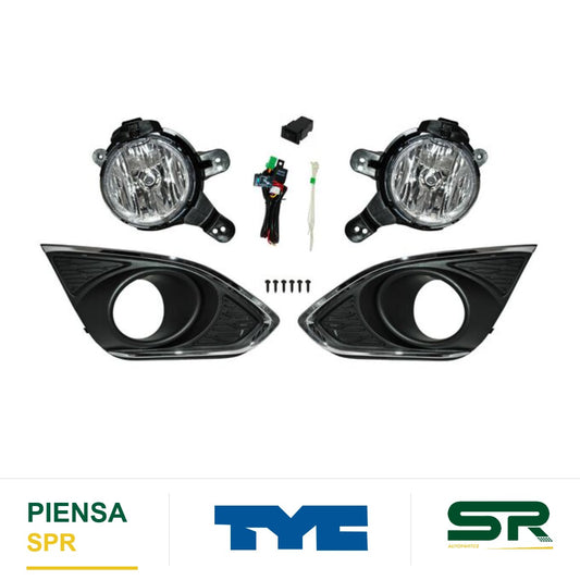 FARO DE NIEBLA CROMADA JUEGO CHEVROLET SPARK 2013-2017 C / PARRILLA FILO TYC