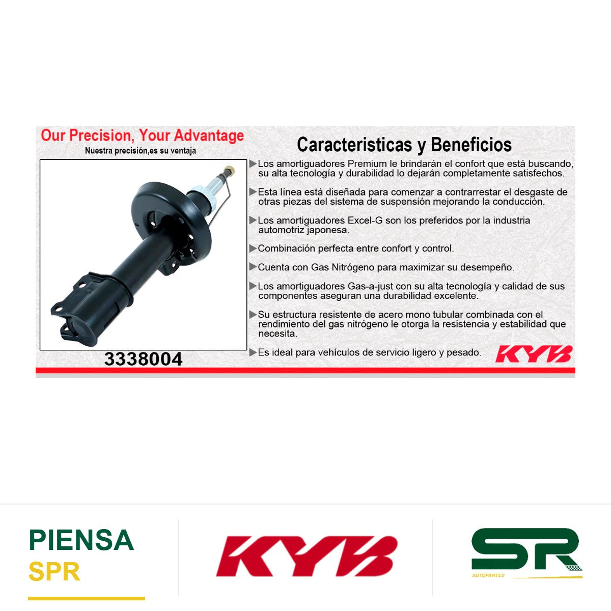 AMORTIGUADOR DELANTERO DERECHO GAS EXCEL-G PEUGEOT 2008 (2014-2016). TODOS KYB