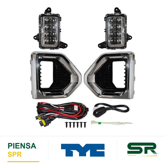 FARO DE NIEBLA CROMADA JUEGO LED CHEVROLET GMC SIERRA 2019-2021 C / PARRILLA FILO TYC