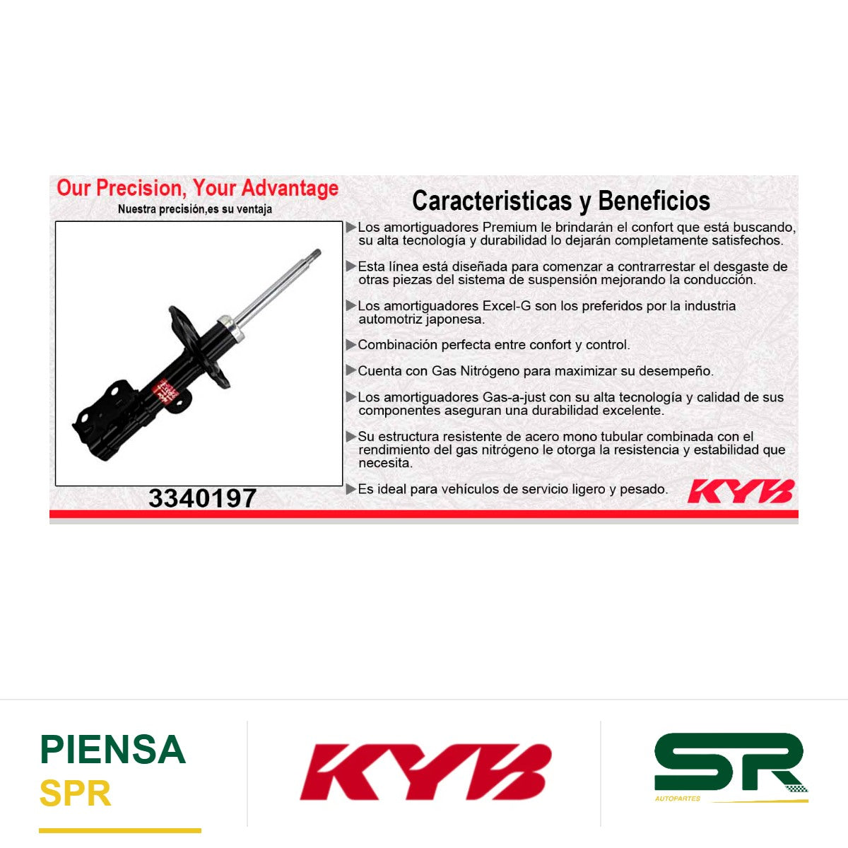 AMORTIGUADOR DELANTERO IZQUIERDO GAS EXCEL-G TOYOTA PRIUS C TODOS (2018-2019). KYB