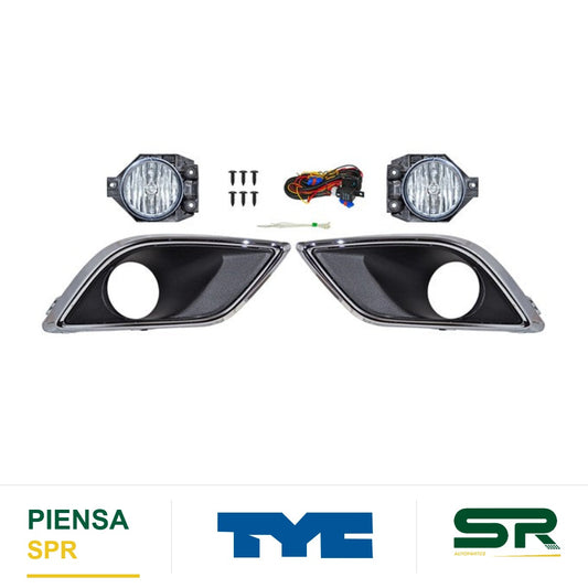 FARO DE NIEBLA CROMADA JUEGO CHEVROLET AVEO 2018-2023 C / PARRILLA FILO TIPO ORIG TYC