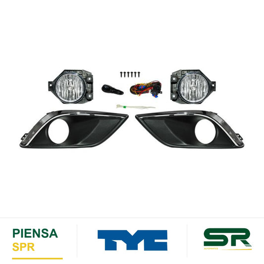 FARO DE NIEBLA CROMADA JUEGO CHEVROLET AVEO 2018-2023 C / PARRILLA FILO SUPERIOR TYC