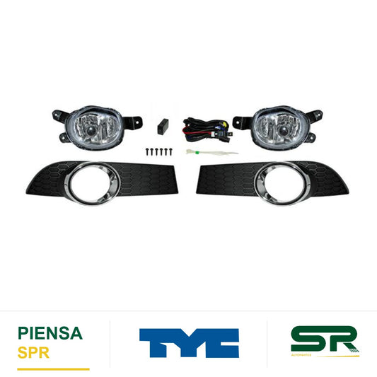 FARO DE NIEBLA JUEGO CHEVROLET AVEO 2012-2017 C / PARRILLA C / BASE TYC
