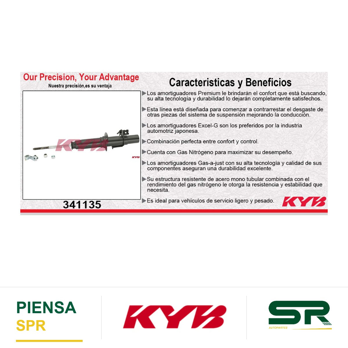 AMORTIGUADOR DELANTERO DERECHO GAS EXCEL-G HONDA CIVIC (1988-1991) - CRX (1988-1991) - ACURA. INTEGRA (1990-1993) KYB