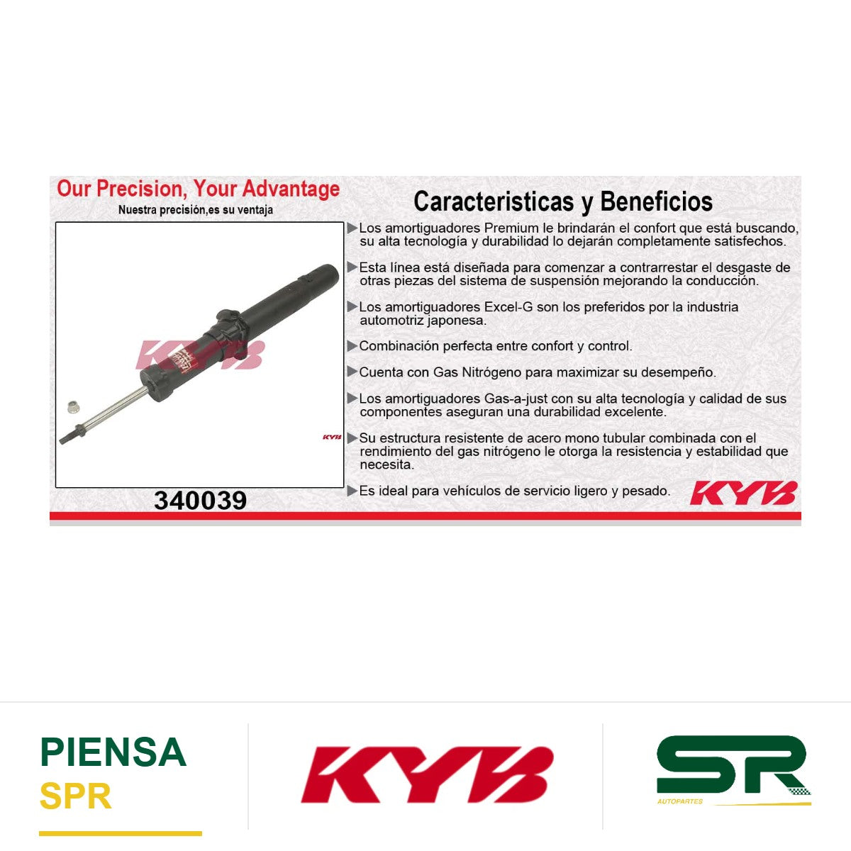 AMORTIGUADOR DELANTERO IZQUIERDO GAS EXCEL-G FORD FUSION (2010-2011). KYB