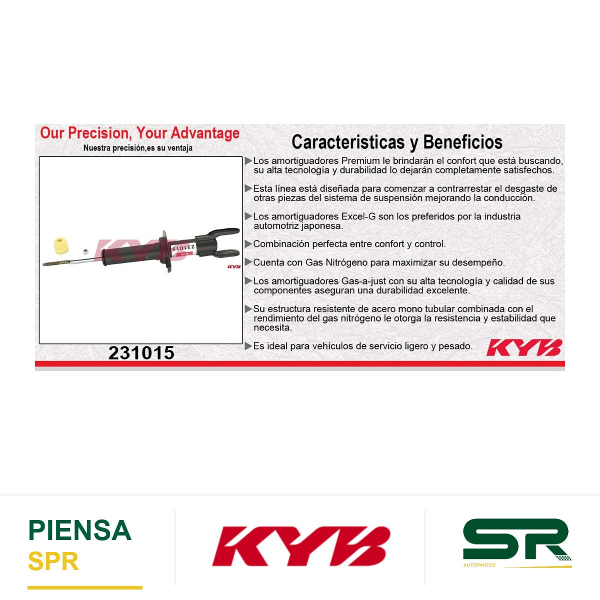 AMORTIGUADOR DELANTERO DERECHO GAS EXCEL-G FORD COUGAR, THUNDERBIRD (1989-1997) EXC. SUSP. AJUSTABLE KYB