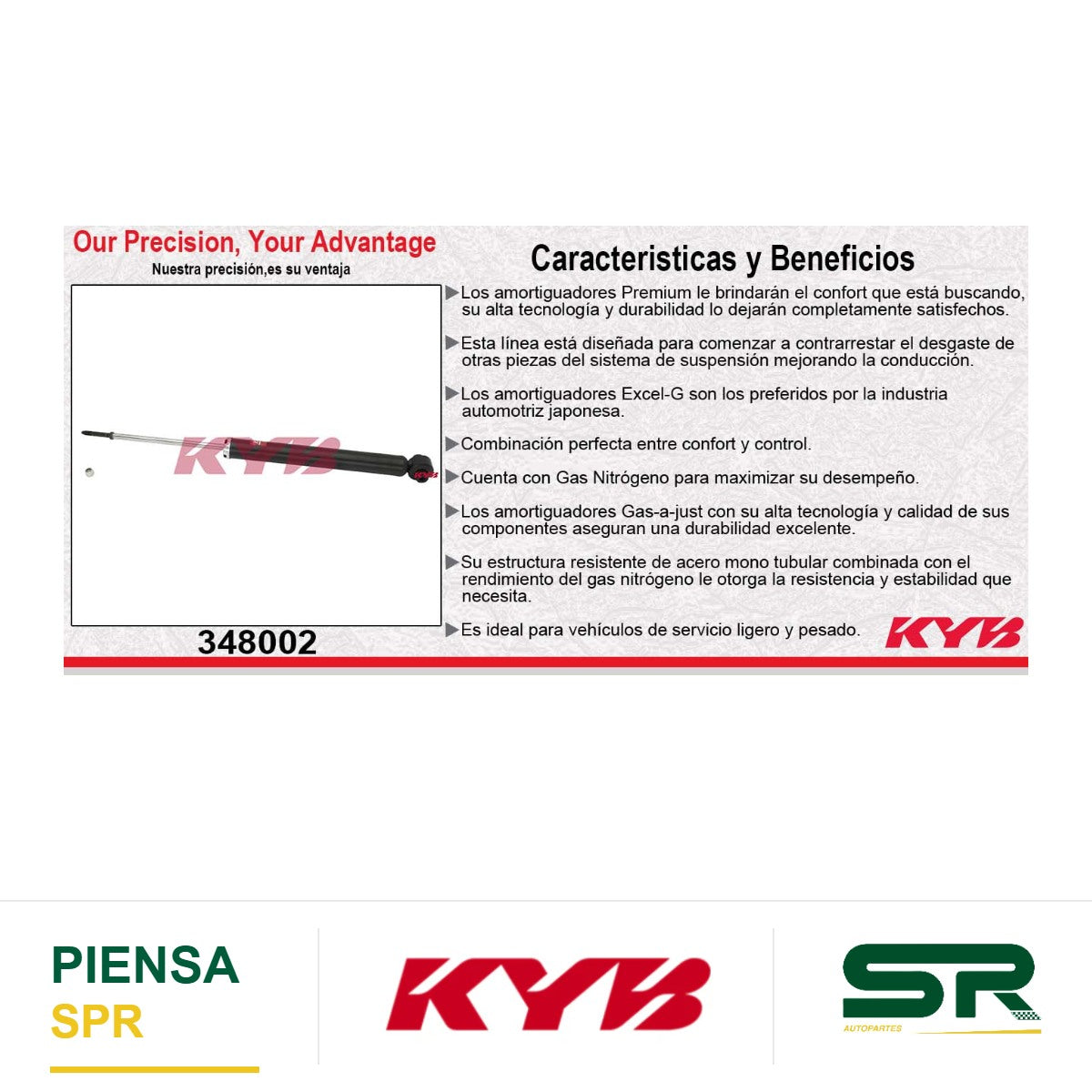 AMORTIGUADOR GAS EXCEL-G DODGE ATTITUDE (2006-2011) - HYUNDAI ACCENT (2006-2010) - KIA RIO (2006-2011) - SOUL (2014-2019). KYB
