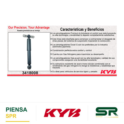 AMORTIGUADOR TRASERO GAS EXCEL-G PEUGEOT PARTNER L4 1.6 DIESEL (2020-2022). KYB