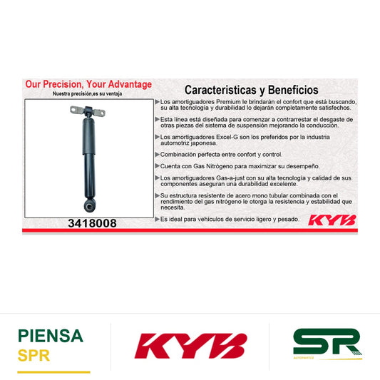 AMORTIGUADOR TRASERO GAS EXCEL-G PEUGEOT PARTNER L4 1.6 DIESEL (2020-2022). KYB