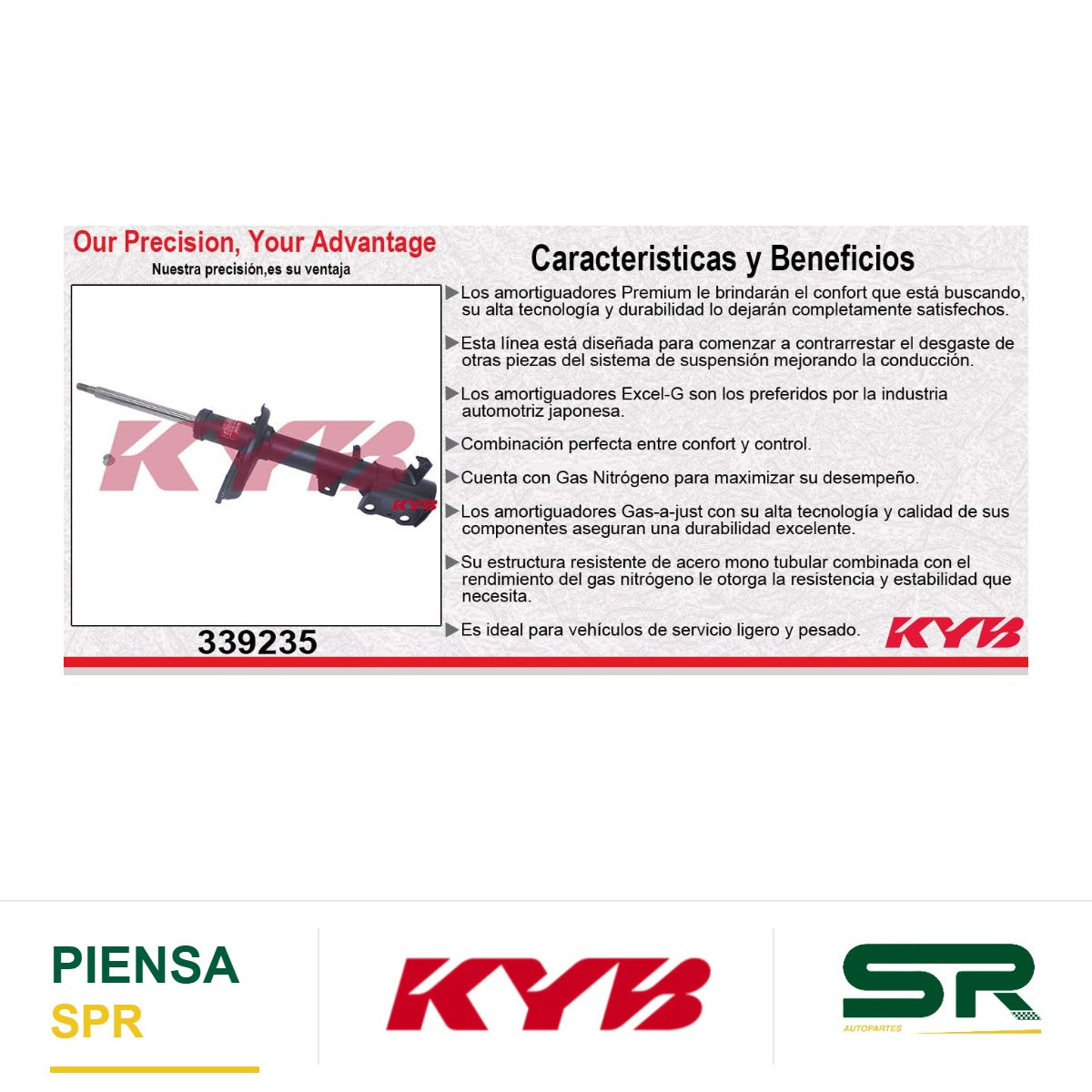 AMORTIGUADOR TRASERO IZQUIERDO GAS EXCEL-G TOYOTA HIGHLANDER 4X4 (2008-2011) KYB
