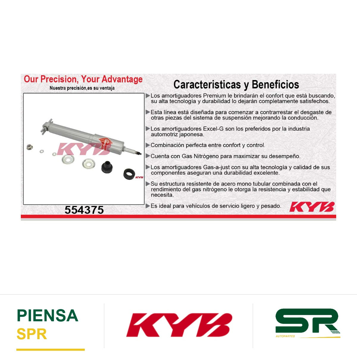 AMORTIGUADOR DELANTERO GAS-A-JUST DODGE RAM PICK UP 2500 [SOLO MODELOS 2WD EXC. SLT Y SPORT SLT] (2006-2008) KYB