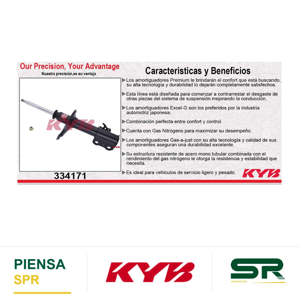 AMORTIGUADOR DELANTERO IZQUIERDO GAS EXCEL-G TOYOTA CAMRY (1995-1996) - AVALON (1995-1996) KYB
