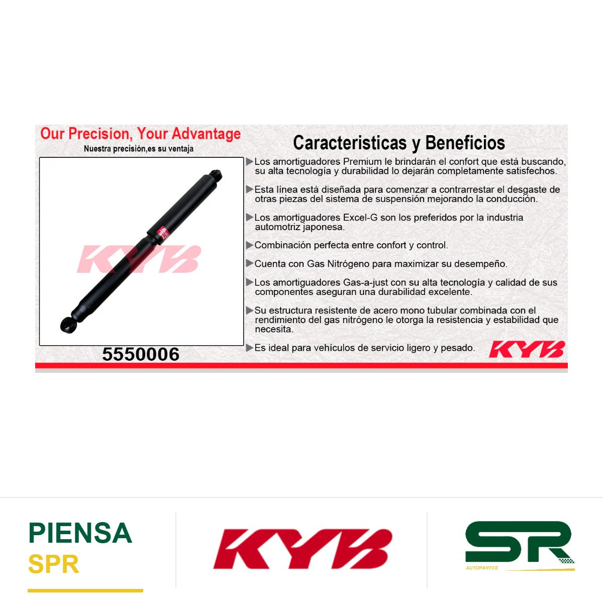 AMORTIGUADOR TRASERO GAS-A-JUST DODGE RAM PICK UP 3500 SÓLO MODELOS 4WD (2014-2018). KYB