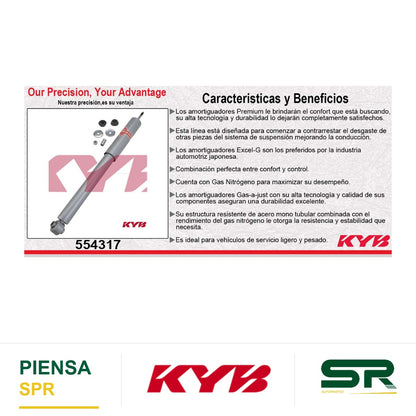 AMORTIGUADOR TRASERO GAS-A-JUST MITSUBISHI MONTERO LIMITED (2005-2007) - MONTERO LIMITE EXC SUSP ELECT (2001-2004). KYB