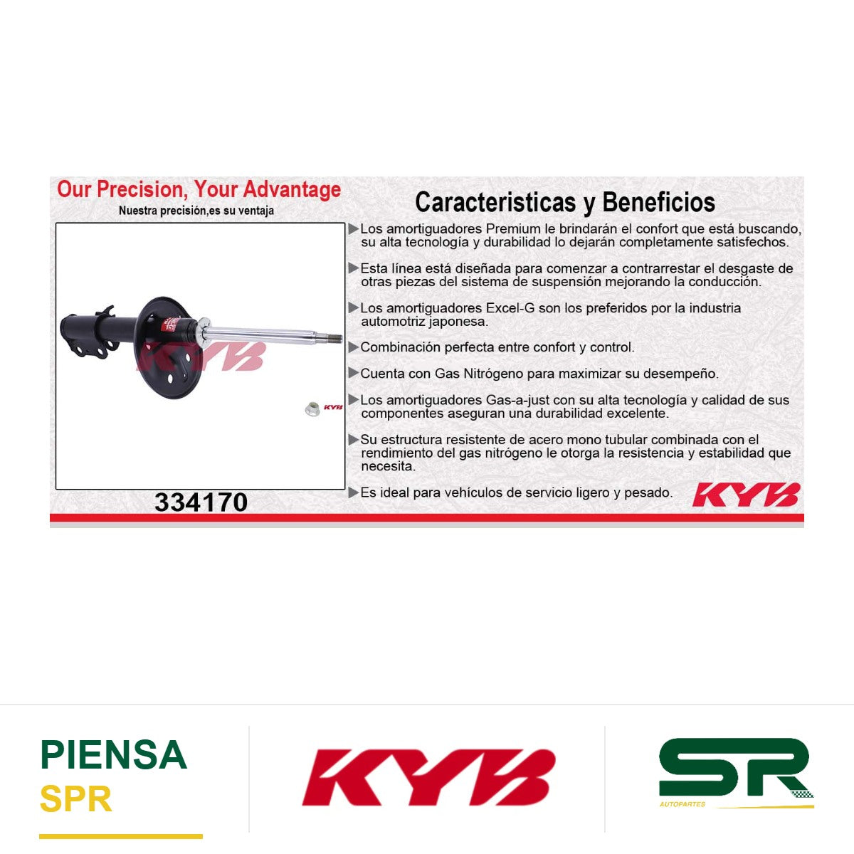 AMORTIGUADOR DELANTERO DERECHO GAS EXCEL-G TOYOTA AVALON (1995-1996) - CAMRY (1995-1996) - LEXUS ES300 (1995-1996) KYB