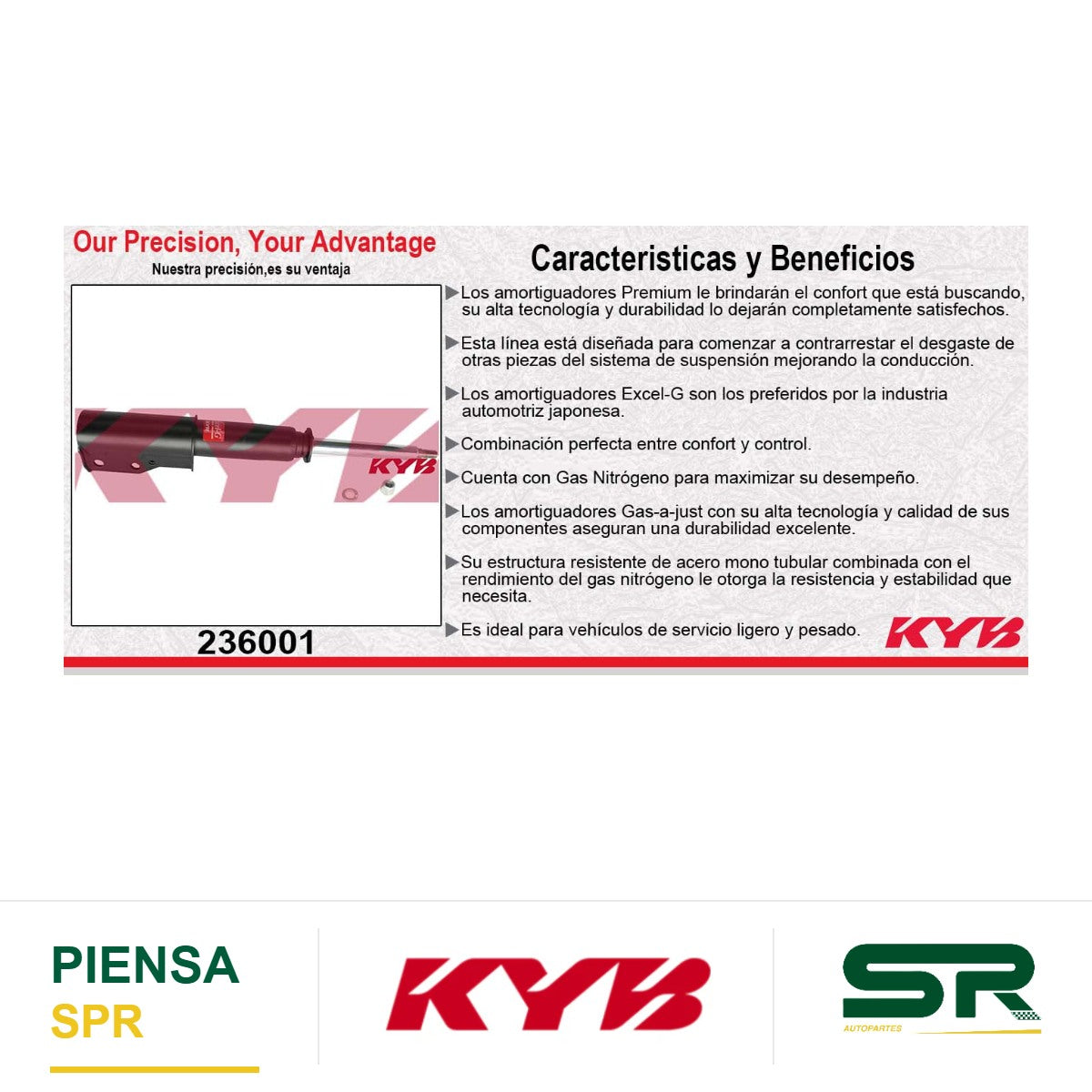 AMORTIGUADOR DELANTERO GAS EXCEL-G CHEV CAMARO, Z28, IROC TODOS (1982-1992) KYB