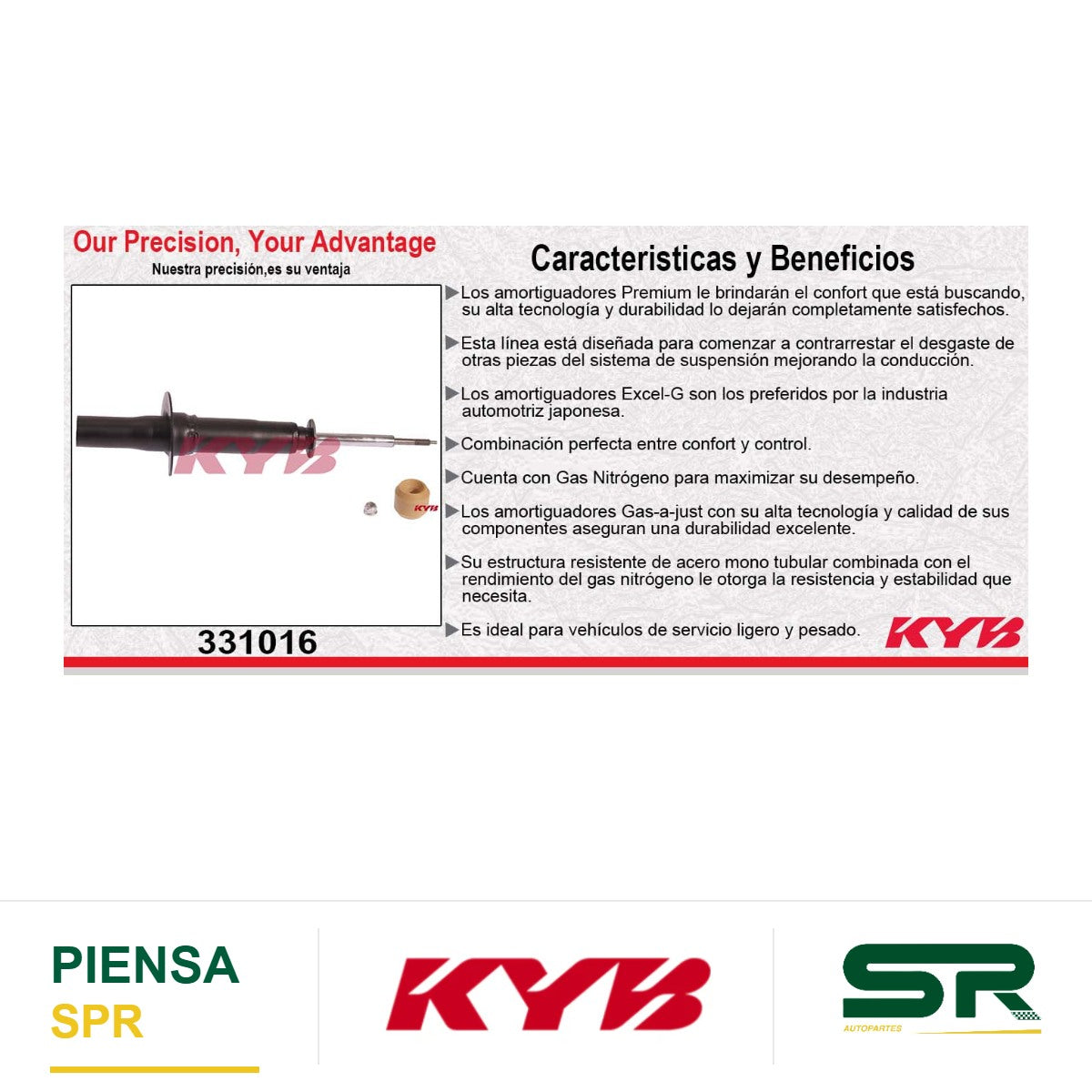 AMORTIGUADOR DELANTERO DERECHO GAS EXCEL-G CHEV TRAILBLAZER (2002-2007) - ENVOY (2002-2007) - ISUZU ASCENDER (2003-2007) KYB