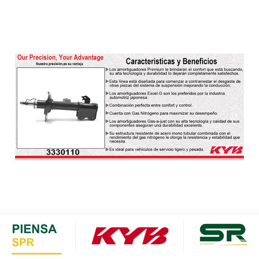 AMORTIGUADOR DELANTERO DERECHO GAS EXCEL-G TOYOTA AVANZA TODOS (2012-2019). KYB
