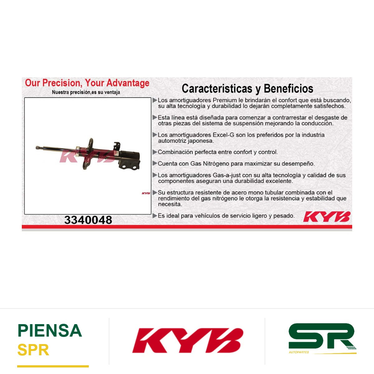 AMORTIGUADOR DELANTERO IZQUIERDO GAS EXCEL-G TOYOTA COROLLA TODOS (2014-2017) KYB