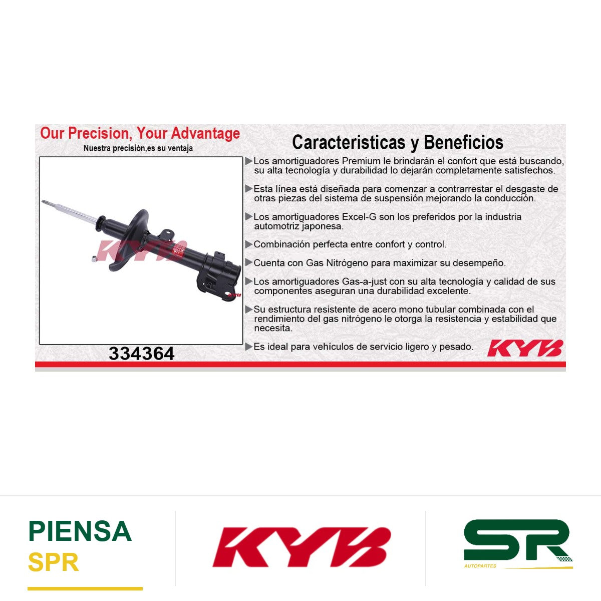 AMORTIGUADOR DELANTERO DERECHO GAS EXCEL-G ACURA MDX (2001-2002) - HONDA PILOT (2003-2008). KYB