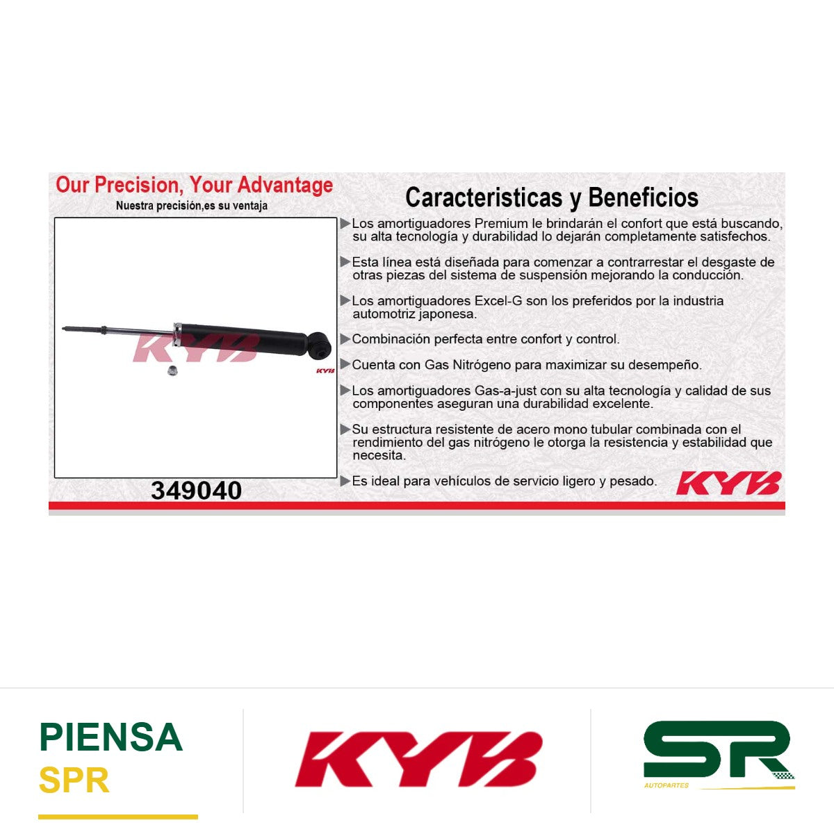 AMORTIGUADOR TRASERO DERECHO GAS EXCEL-G MITSUBISHI OUTLANDER TODAS (07) - XLS OULANDER XLS (2008-2010) KYB