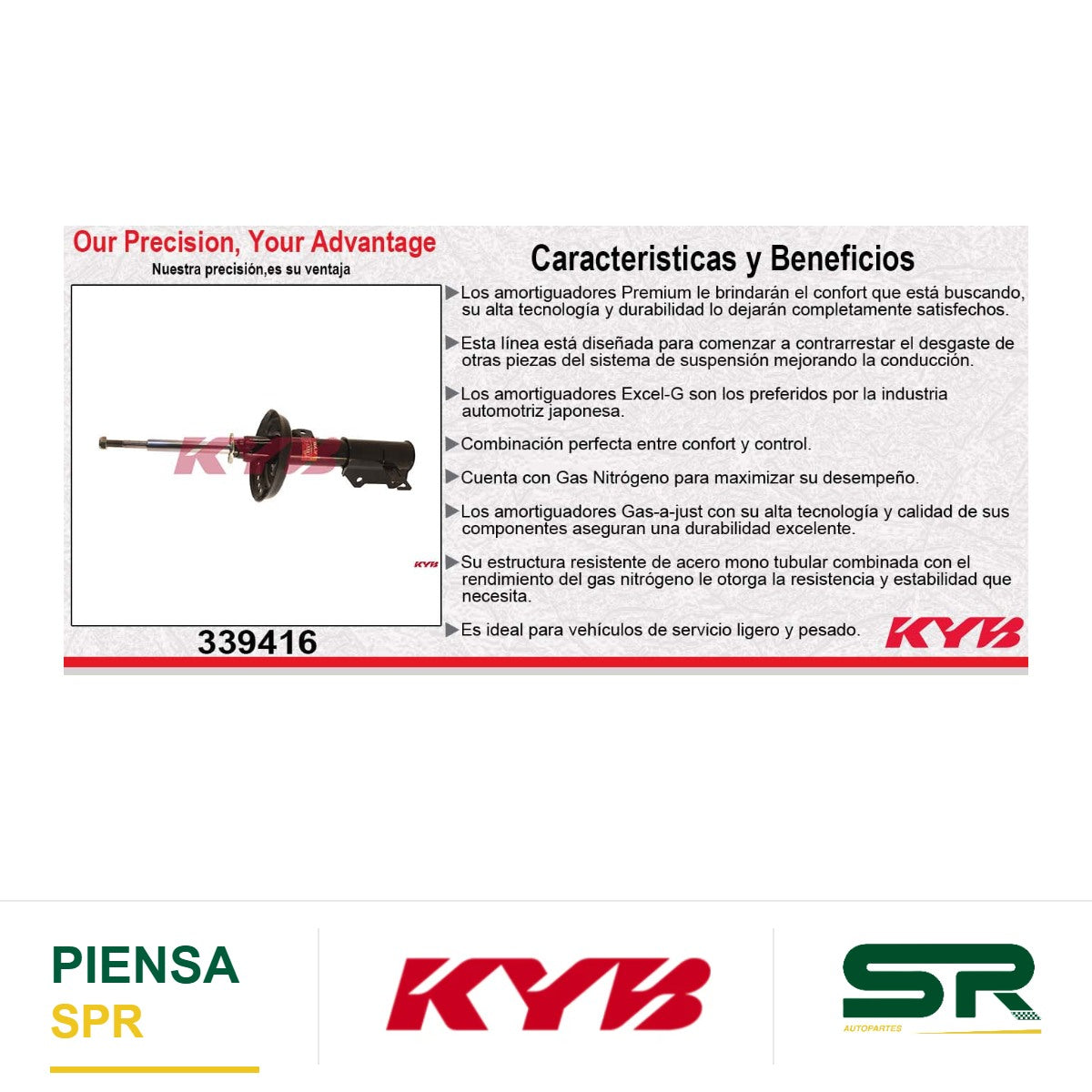 AMORTIGUADOR DELANTERO DERECHO GAS EXCEL-G CHEVROLET MALIBU (2013-2015). SOLO 2.5 KYB