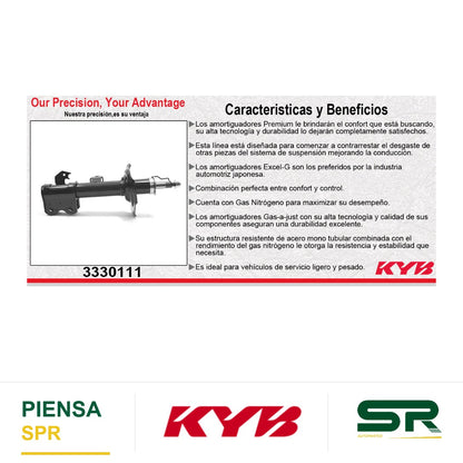 AMORTIGUADOR DELANTERO IZQUIERDO GAS EXCEL-G TOYOTA AVANZA TODOS (2012-2019). KYB