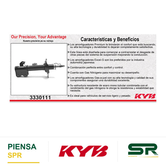 AMORTIGUADOR DELANTERO IZQUIERDO GAS EXCEL-G TOYOTA AVANZA TODOS (2012-2019). KYB