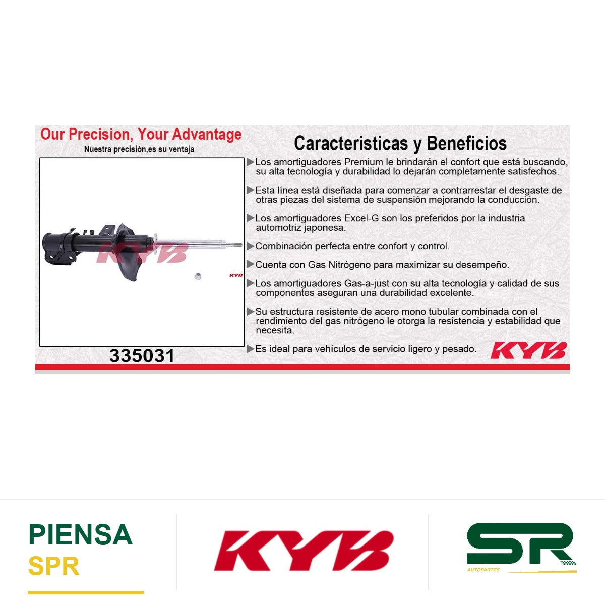 AMORTIGUADOR DELANTERO IZQUIERDO GAS EXCEL-G NISSAN PATHIFINDER (1999-2001) KYB