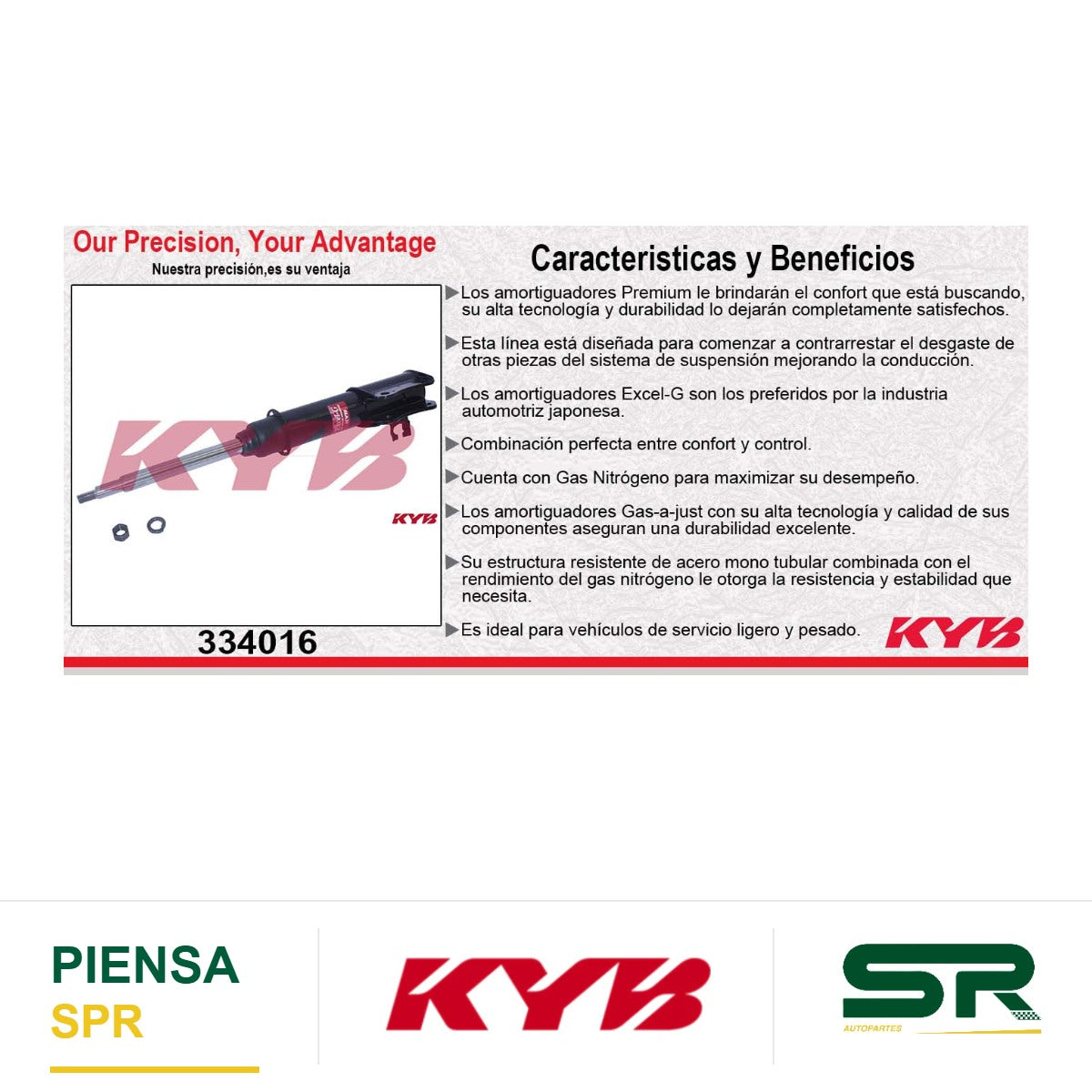 AMORTIGUADOR DELANTERO IZQUIERDO GAS EXCEL-G CHEV .TRACKER [S / ABS] (1989-1998) KYB