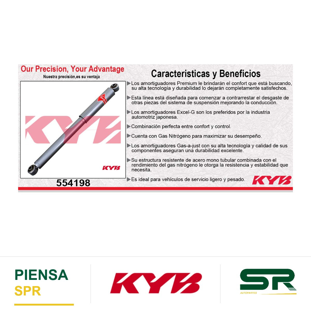 AMORTIGUADOR TRASERO GAS-A-JUST CHEV. AVALANCHE (EXC ELECTRONIC CONTROL RIDE) (INC. OFF-ROAD CHASSIS SUSP.) 1500 SPORT UTILITY, 4WD (2002-2006) KYB