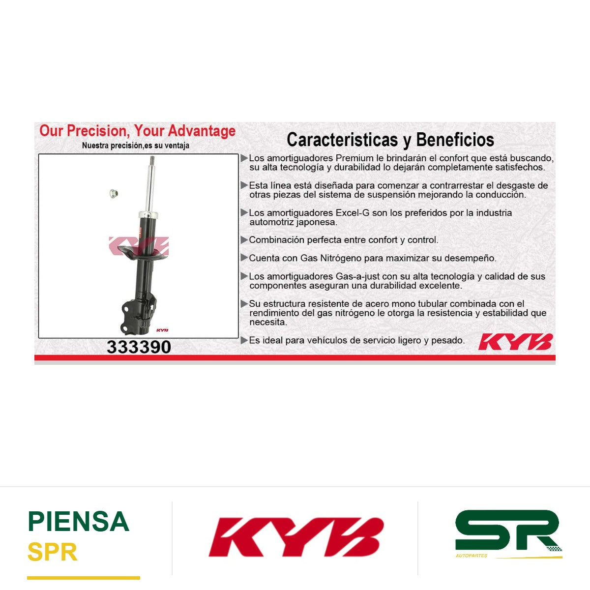 AMORTIGUADOR DELANTERO DERECHO GAS EXCEL-G NISSAN TIIDA SEDAN & HATCHBACK (2006-2010) KYB