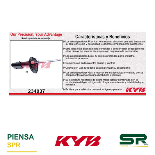 AMORTIGUADOR DELANTERO DERECHO GAS EXCEL-G FORD ESCORT (1991-2002) - ESCORT ZX3 (1991-2002) - MERCURY. TRACER (1991-1996) - MAZDA. 323 (1990-1994) - MX-3 (1992-1995) - PROTEGE (1990-1994). KYB