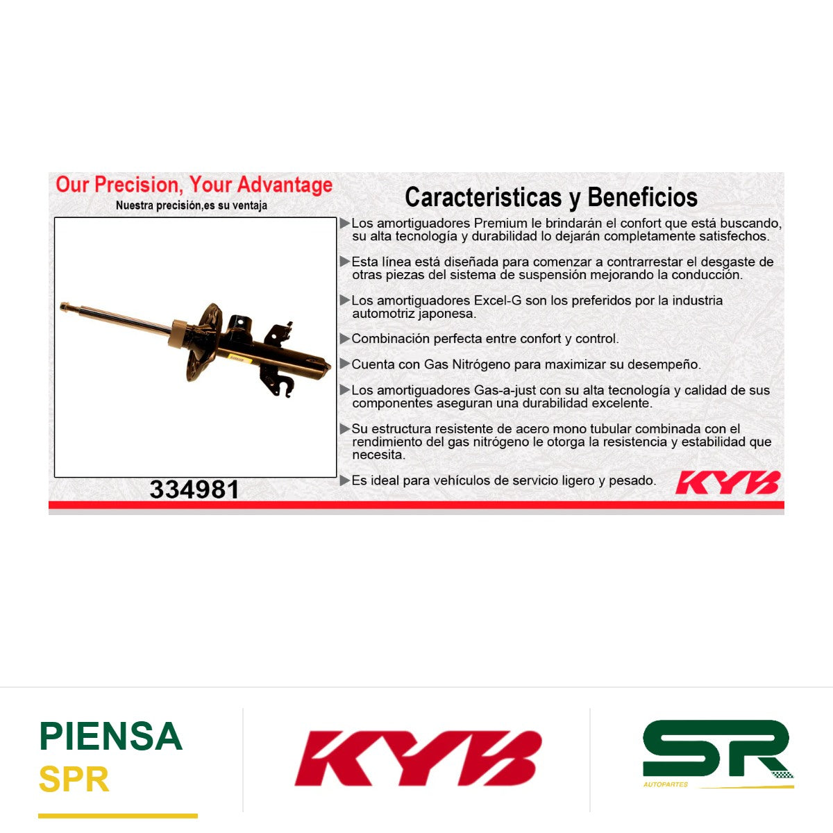 AMORTIGUADOR DELANTERO DERECHO GAS EXCEL-G DODGE DART (2012-2016). KYB