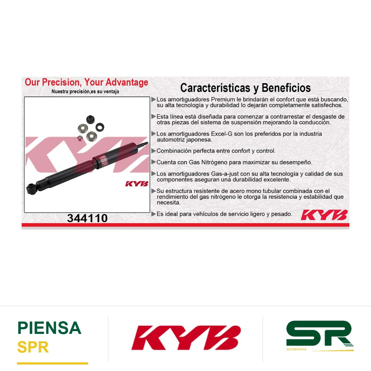 AMORTIGUADOR TRASERO DERECHO GAS EXCEL-G FORD COUGAR TODOS [EXC. SUSPENSIËN AJUSTABLE] (1989-1997) - FORD THUNDERBIRD TODOS (EXC SUSP AJUSTABLE) (1989-1997) KYB