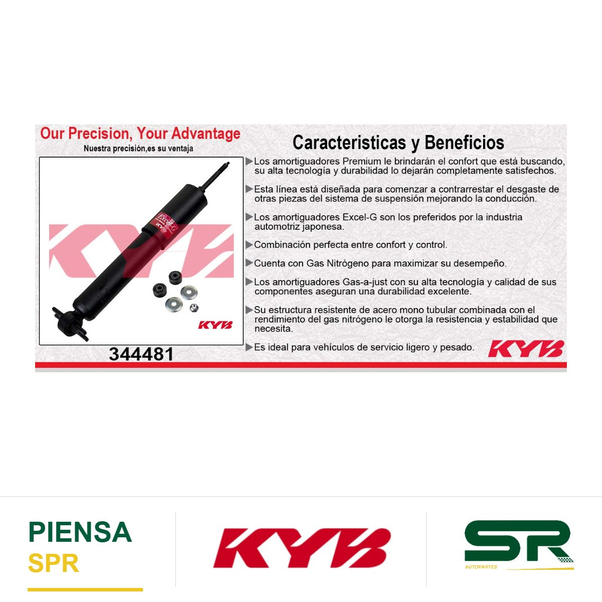 AMORTIGUADOR DELANTERO GAS EXCEL-G CHEV. CARGO EXPRESS VAN 2500 2WD (2009-2011) - EXPRESS 1500 (2003-2013) - EXPRESS 2500 (2003-2007) - SAVANA 1500 (2003-2013) - SAVANA 2500 (2003-2007) KYB