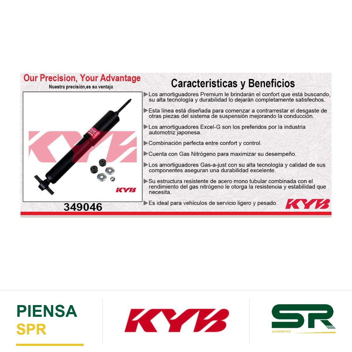 AMORTIGUADOR DELANTERO GAS EXCEL-G CHEV. EXPRESS 2500 (2003-2013) - EXPRESS 3500 (2003-2013) - SAVANA 2500 (2003-2013) - SAVANA 3500 (2003-2011) KYB