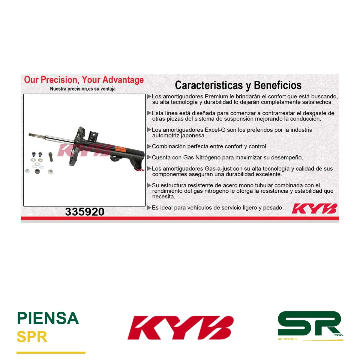 AMORTIGUADOR DELANTERO GAS EXCEL-G MERCEDES BENZ. CLASE C (203) EXC. 4-MATIC (2001-2007) - C230 (2002-2005) - C240 (2001-2005) - C280 (2006-2007) - C320 (2001-2005) - C350 (2006-2007) - CLK 350 (2006-2009) - CLK 320 (2004-2005) - CLK 500 (2004-2005) KYB