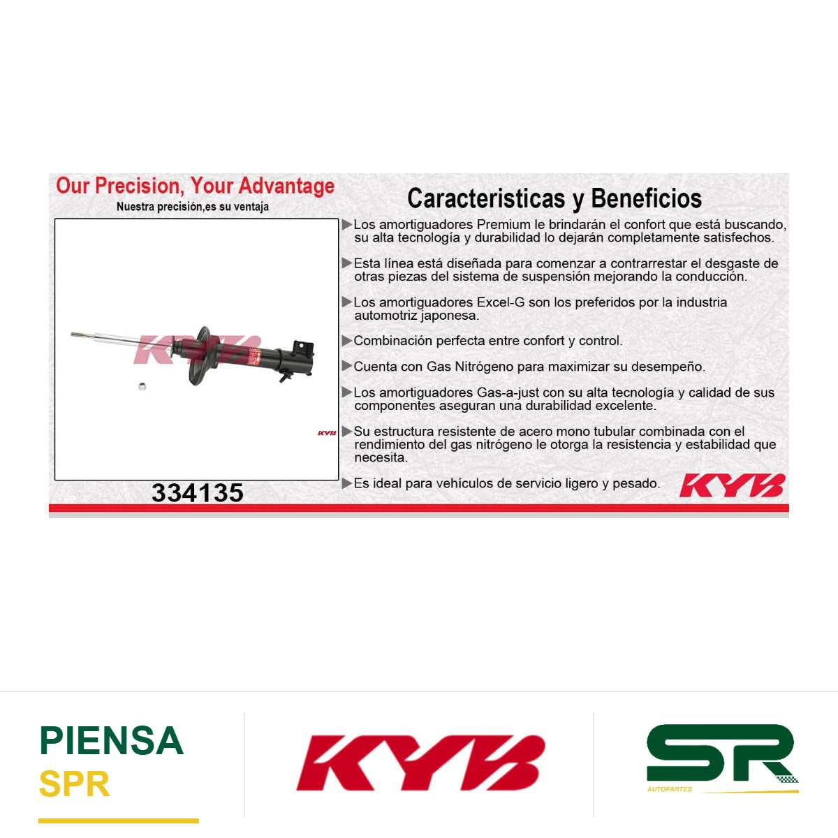 AMORTIGUADOR TRASERO DERECHO GAS EXCEL-G NISSAN ALTIMA (1993-2001). KYB