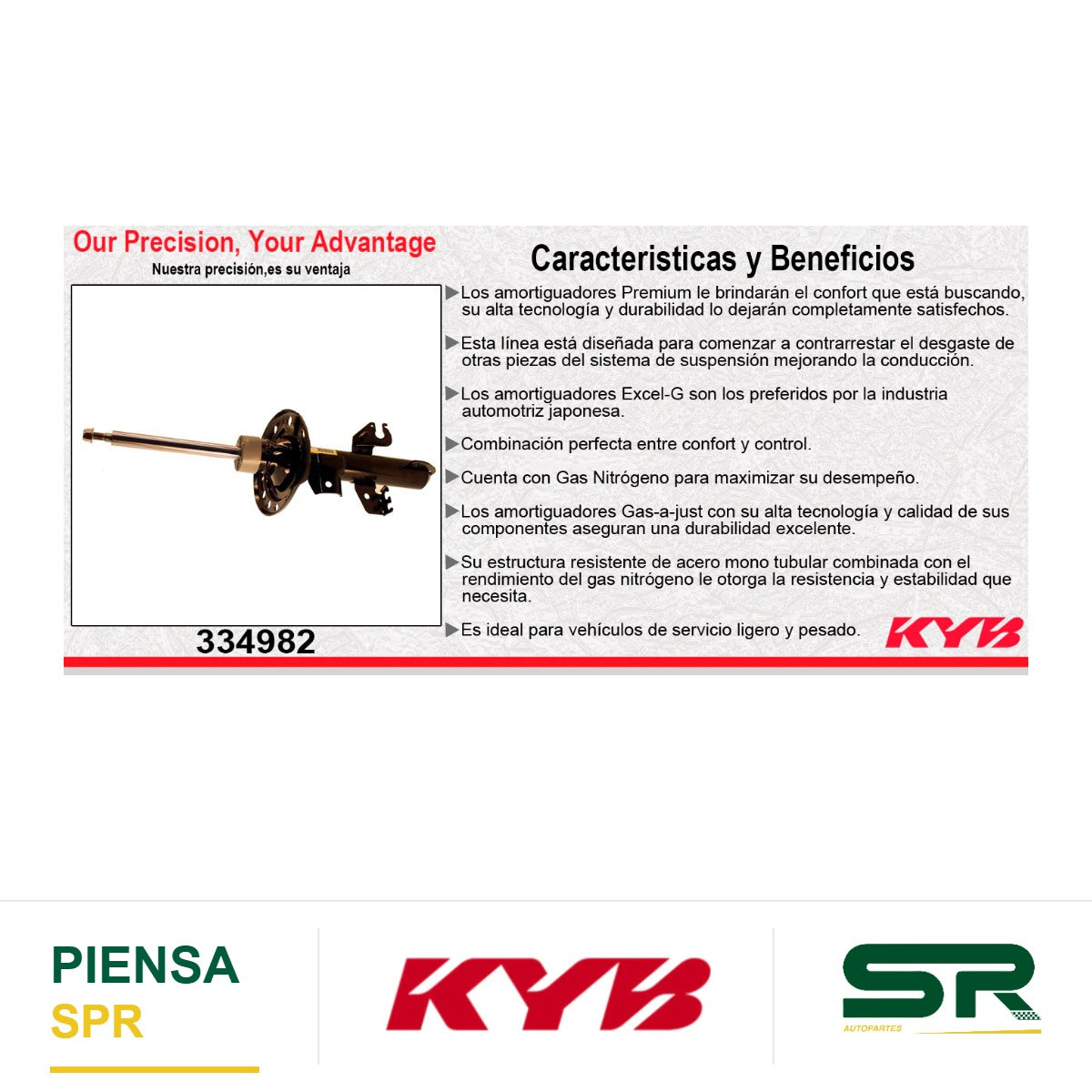 AMORTIGUADOR DELANTERO IZQUIERDO GAS EXCEL-G DODGE DART (2012-2016). KYB
