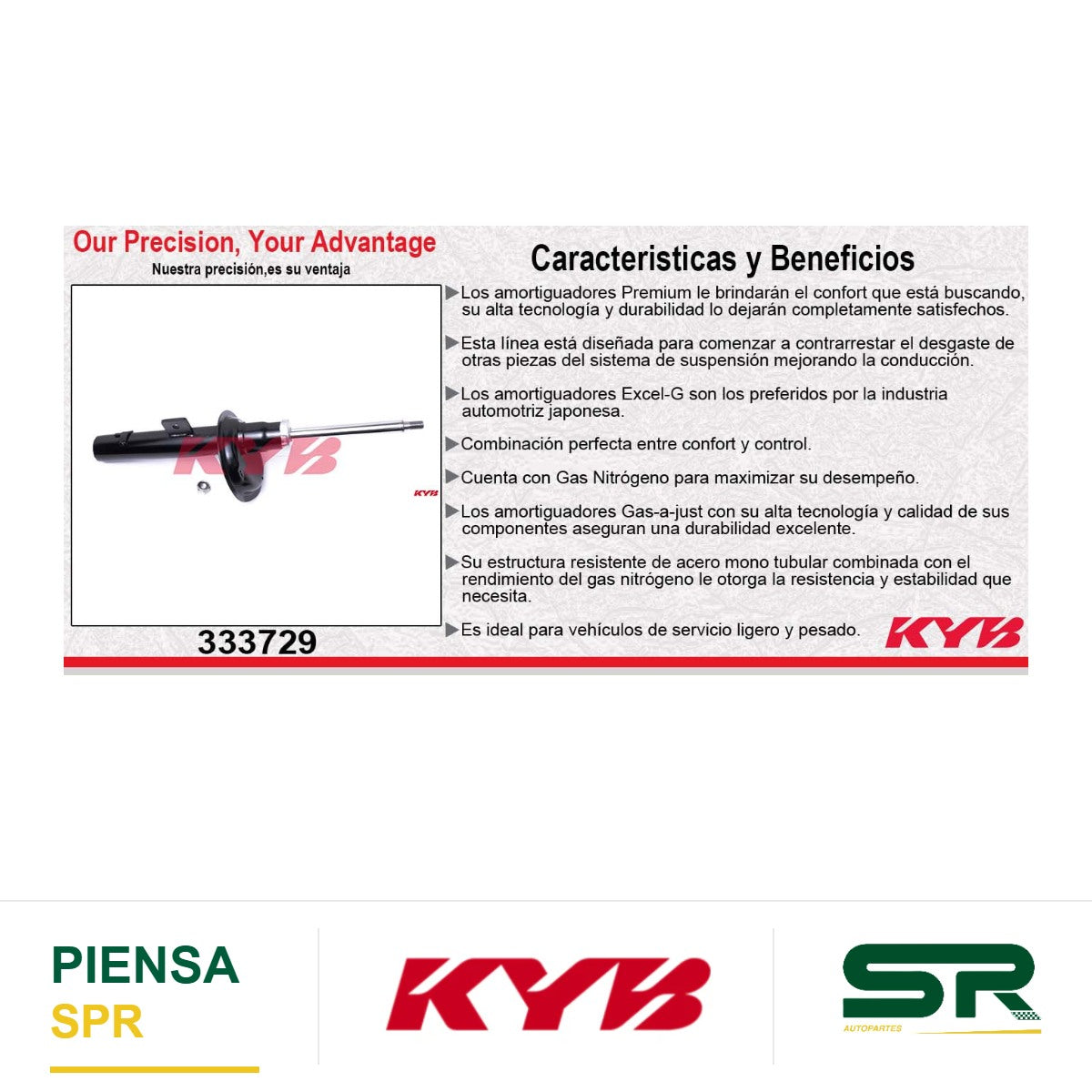 AMORTIGUADOR DELANTERO DERECHO GAS EXCEL-G PEUGEOT GRAND RAID (2008-2012) KYB