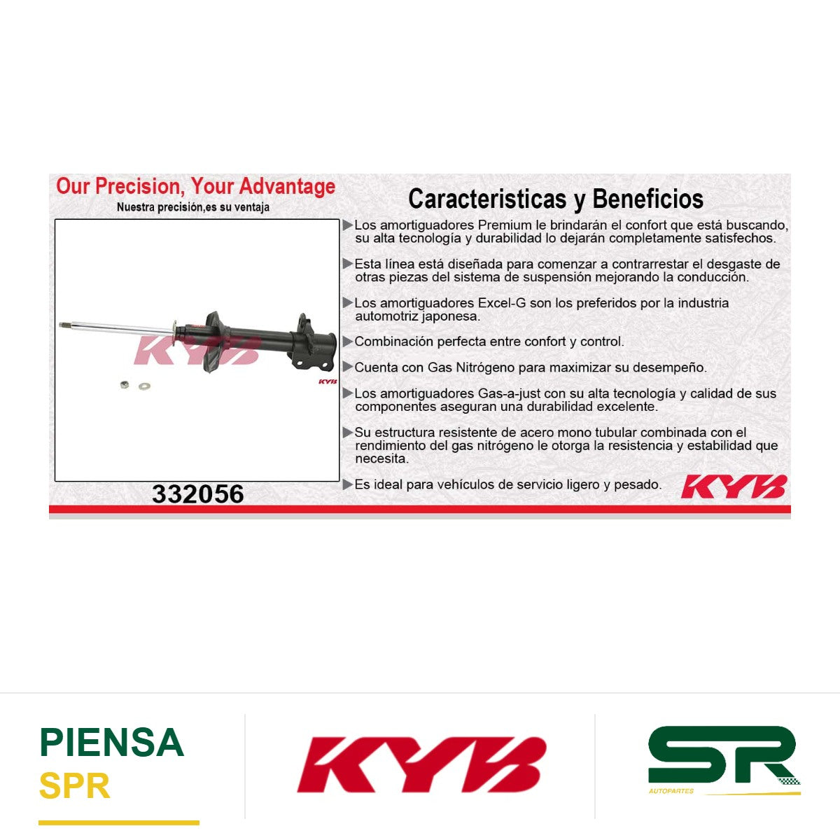 AMORTIGUADOR TRASERO DERECHO GAS EXCEL-G NISSAN TSURU III GS I Y GS II (1992-2017). KYB